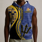 Personalized Barbados Trident Sleeveless Zip Hoodie Afro-Barbadians Kente Pattern
