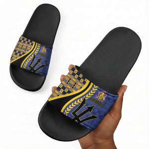 Barbados Trident Slide Sandals Afro-Barbadians Kente Pattern