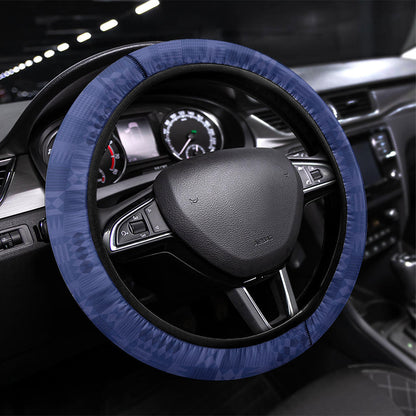 Barbados Trident Steering Wheel Cover Afro-Barbadians Kente Pattern