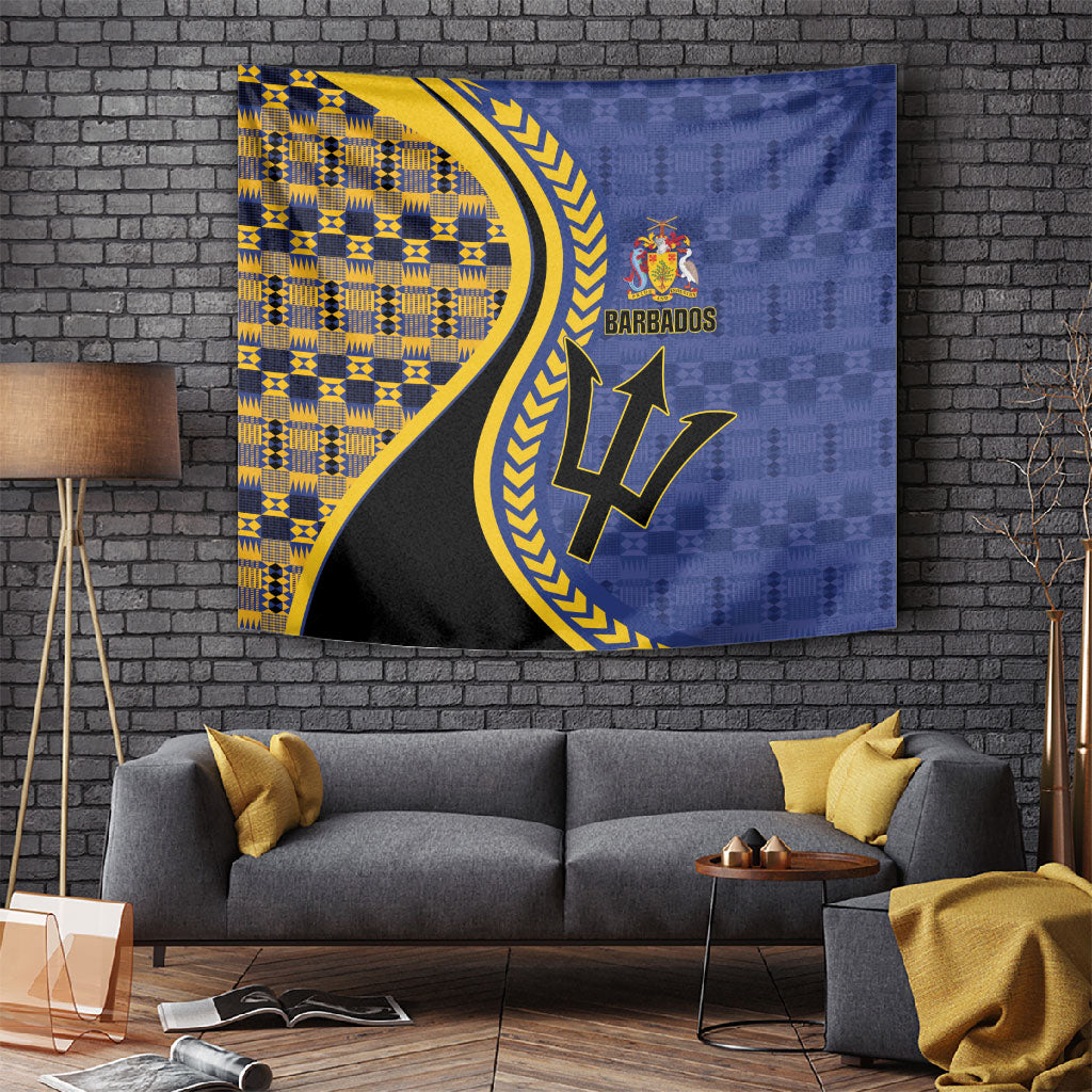 Barbados Trident Tapestry Afro-Barbadians Kente Pattern
