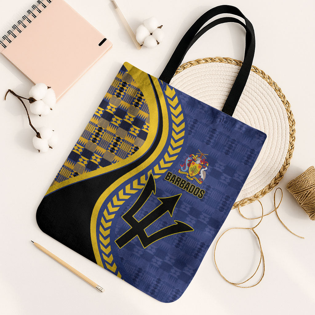 Barbados Trident Tote Bag Afro-Barbadians Kente Pattern