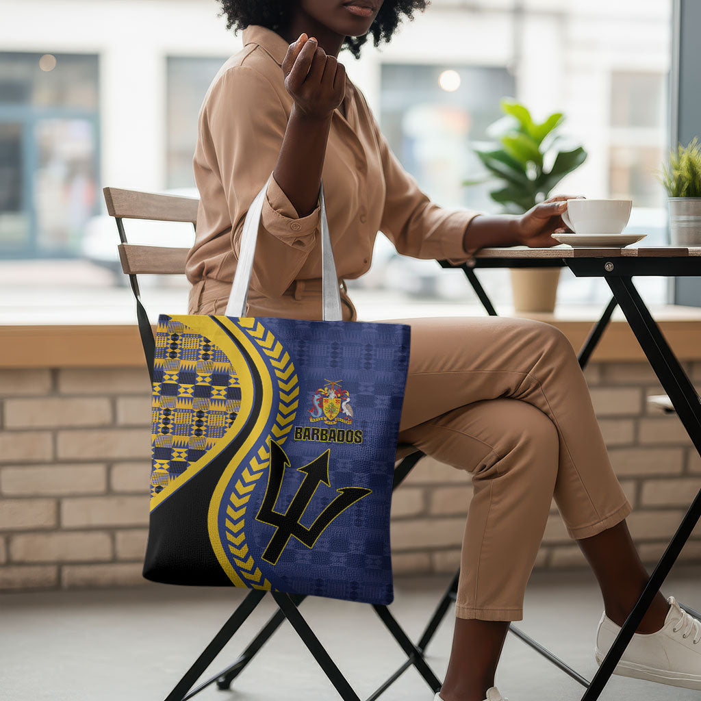 Barbados Trident Tote Bag Afro-Barbadians Kente Pattern