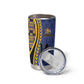 Personalized Barbados Trident Tumbler Cup Afro-Barbadians Kente Pattern