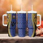 Personalized Barbados Trident Tumbler With Handle Afro-Barbadians Kente Pattern