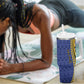 Personalized Barbados Trident Tumbler With Handle Afro-Barbadians Kente Pattern