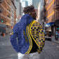 Personalized Barbados Trident Zip Hoodie Afro-Barbadians Kente Pattern