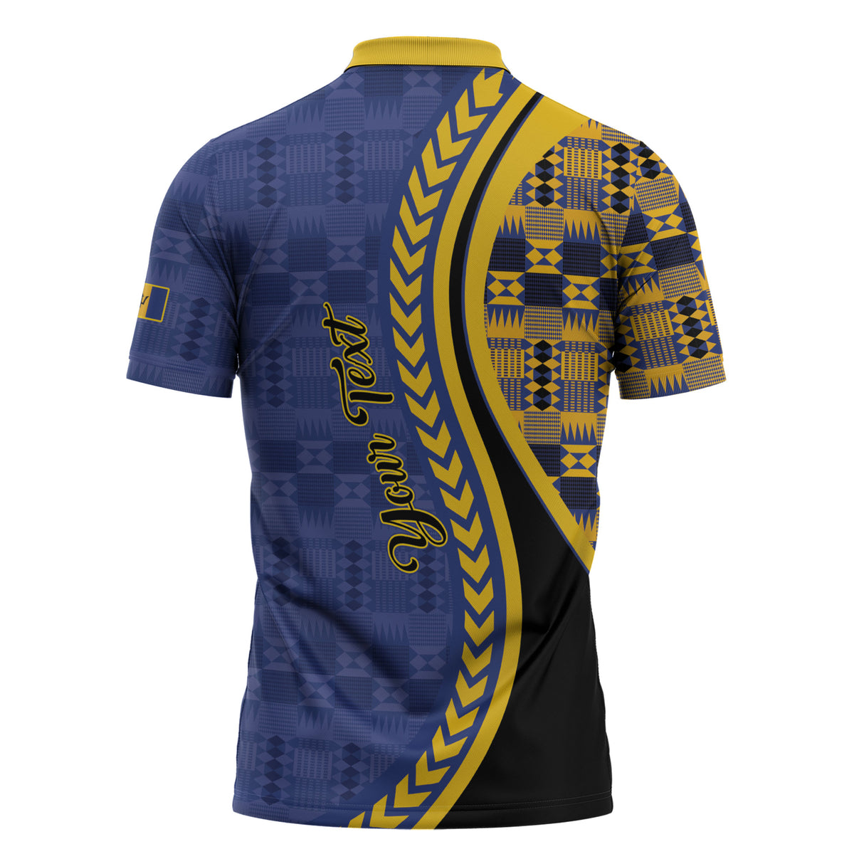 Personalized Barbados Trident Zipper Polo Shirt Afro-Barbadians Kente Pattern