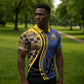 Personalized Barbados Trident Zipper Polo Shirt Afro-Barbadians Kente Pattern