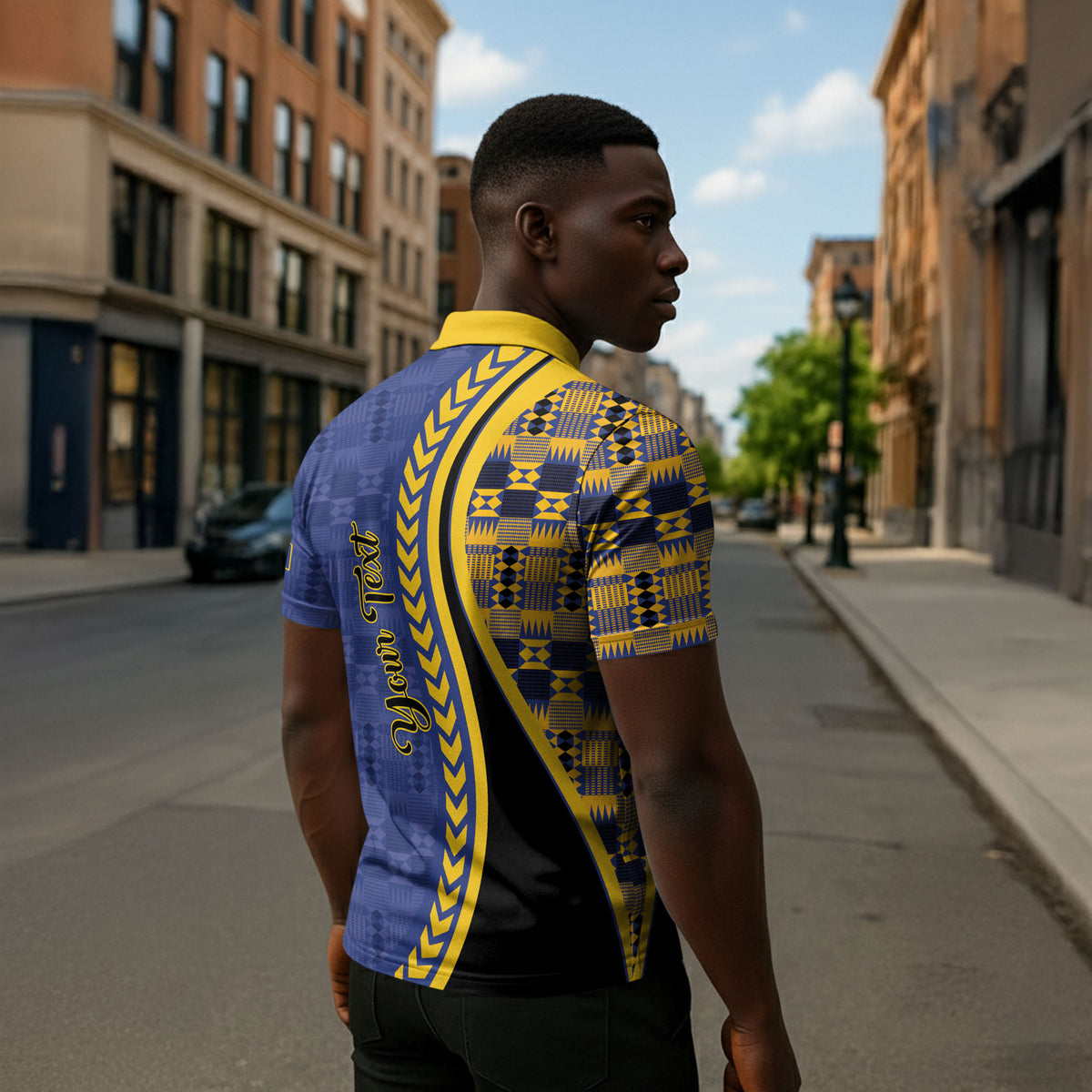 Personalized Barbados Trident Zipper Polo Shirt Afro-Barbadians Kente Pattern