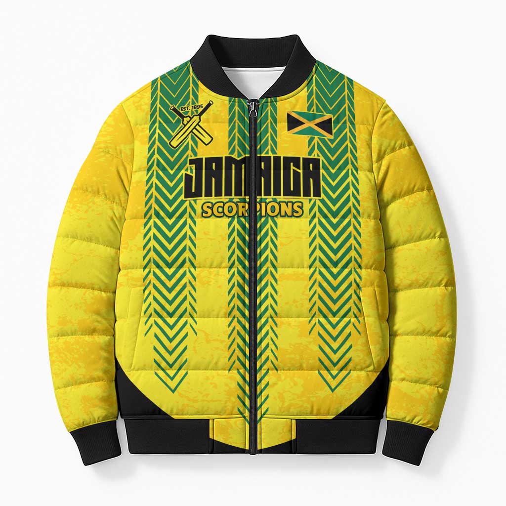Custom Jamaica Cricket Scorpions Bomber Puffer Jacket Go Champions