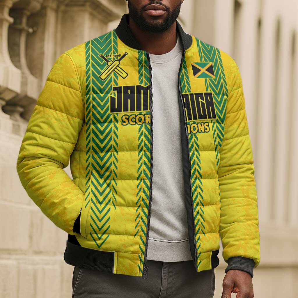 Custom Jamaica Cricket Scorpions Bomber Puffer Jacket Go Champions