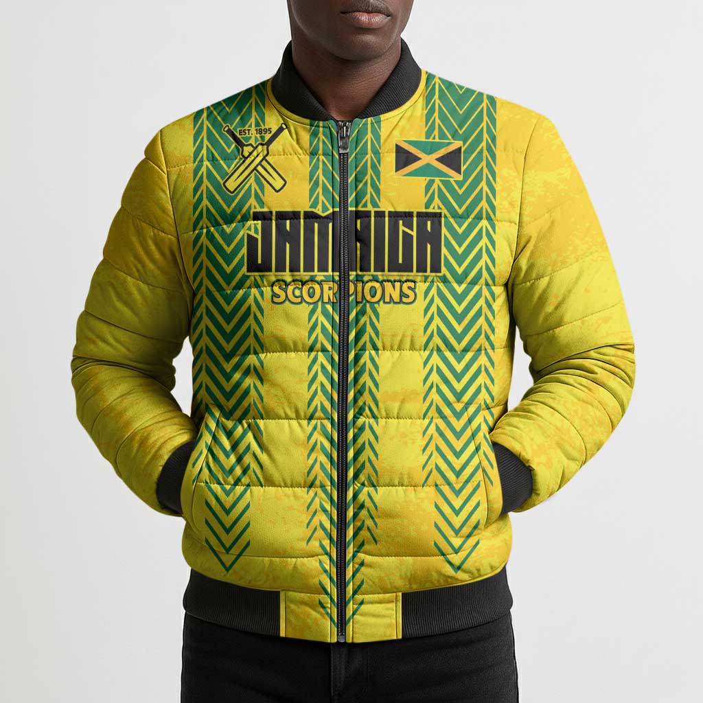 Custom Jamaica Cricket Scorpions Bomber Puffer Jacket Go Champions