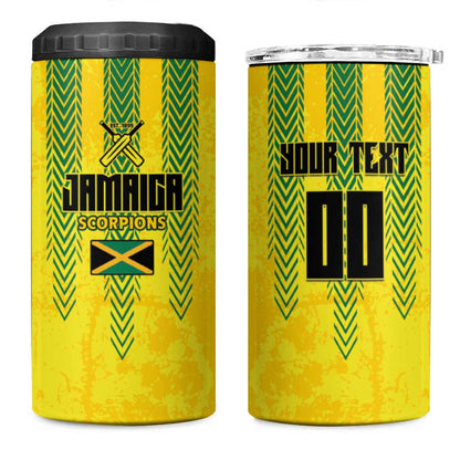 Custom Jamaica Cricket Scorpions 4 in 1 Can Cooler Tumbler Go Champions