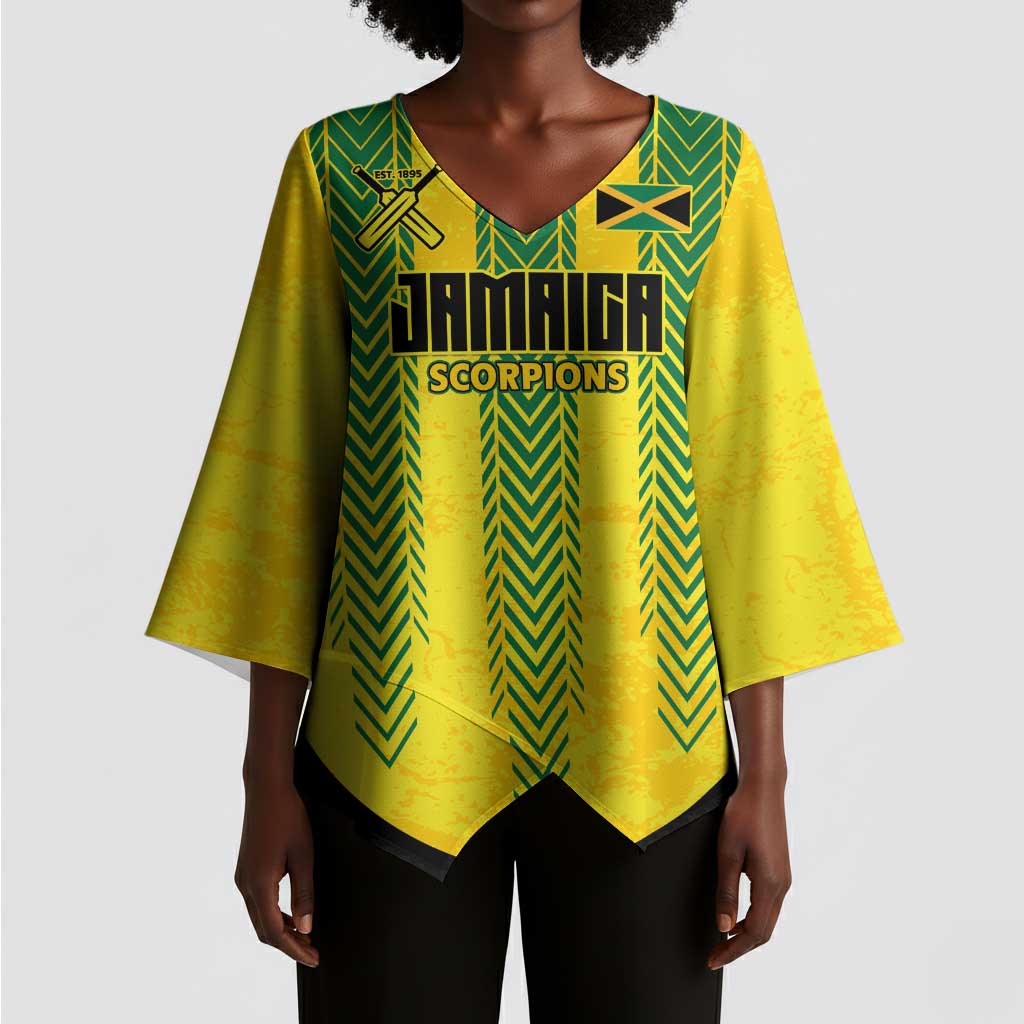 Custom Jamaica Cricket Scorpions Kimono Sleeve Blouse Go Champions