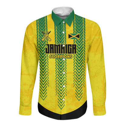 Custom Jamaica Cricket Scorpions Long Sleeve Button Shirt Go Champions