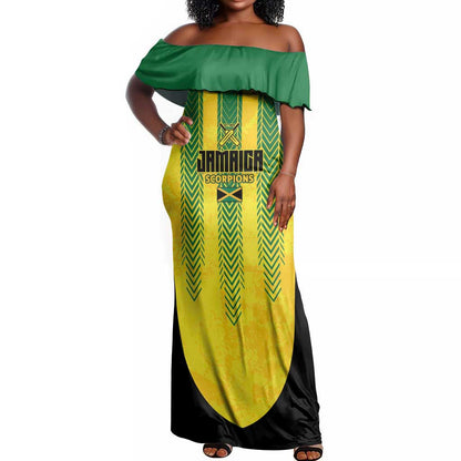 Custom Jamaica Cricket Scorpions Off Shoulder Maxi Dress Go Champions