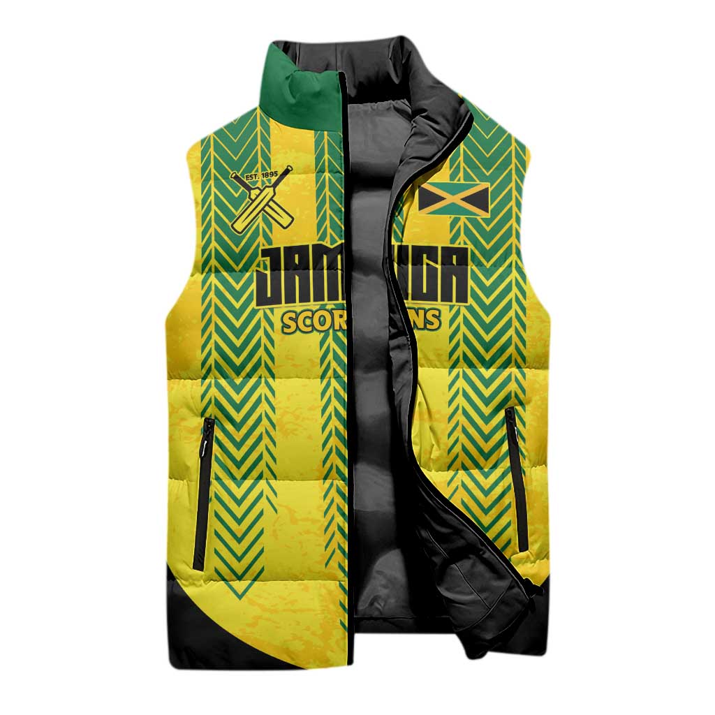 Custom Jamaica Cricket Scorpions Sleeveless Puffer Jacket Go Champions