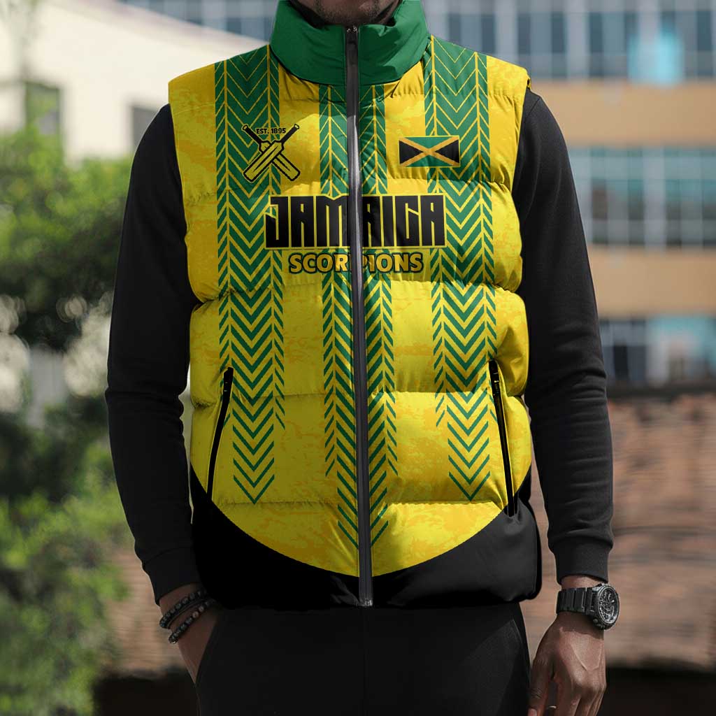 Custom Jamaica Cricket Scorpions Sleeveless Puffer Jacket Go Champions
