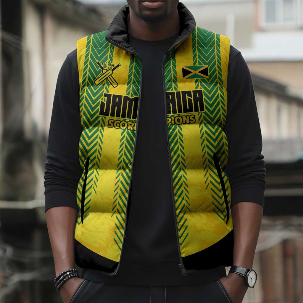 Custom Jamaica Cricket Scorpions Sleeveless Puffer Jacket Go Champions