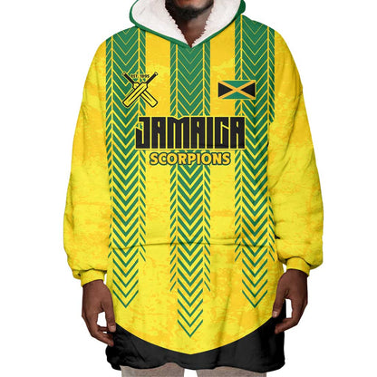 Custom Jamaica Cricket Scorpions Wearable Blanket Hoodie Go Champions