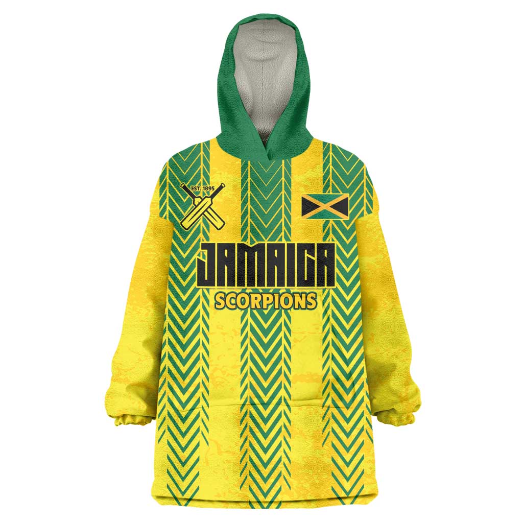 Custom Jamaica Cricket Scorpions Wearable Blanket Hoodie Go Champions