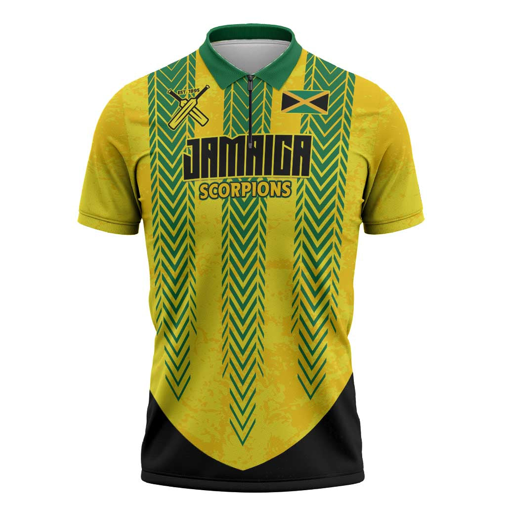 Custom Jamaica Cricket Scorpions Zipper Polo Shirt Go Champions