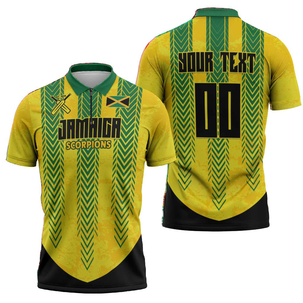 Custom Jamaica Cricket Scorpions Zipper Polo Shirt Go Champions