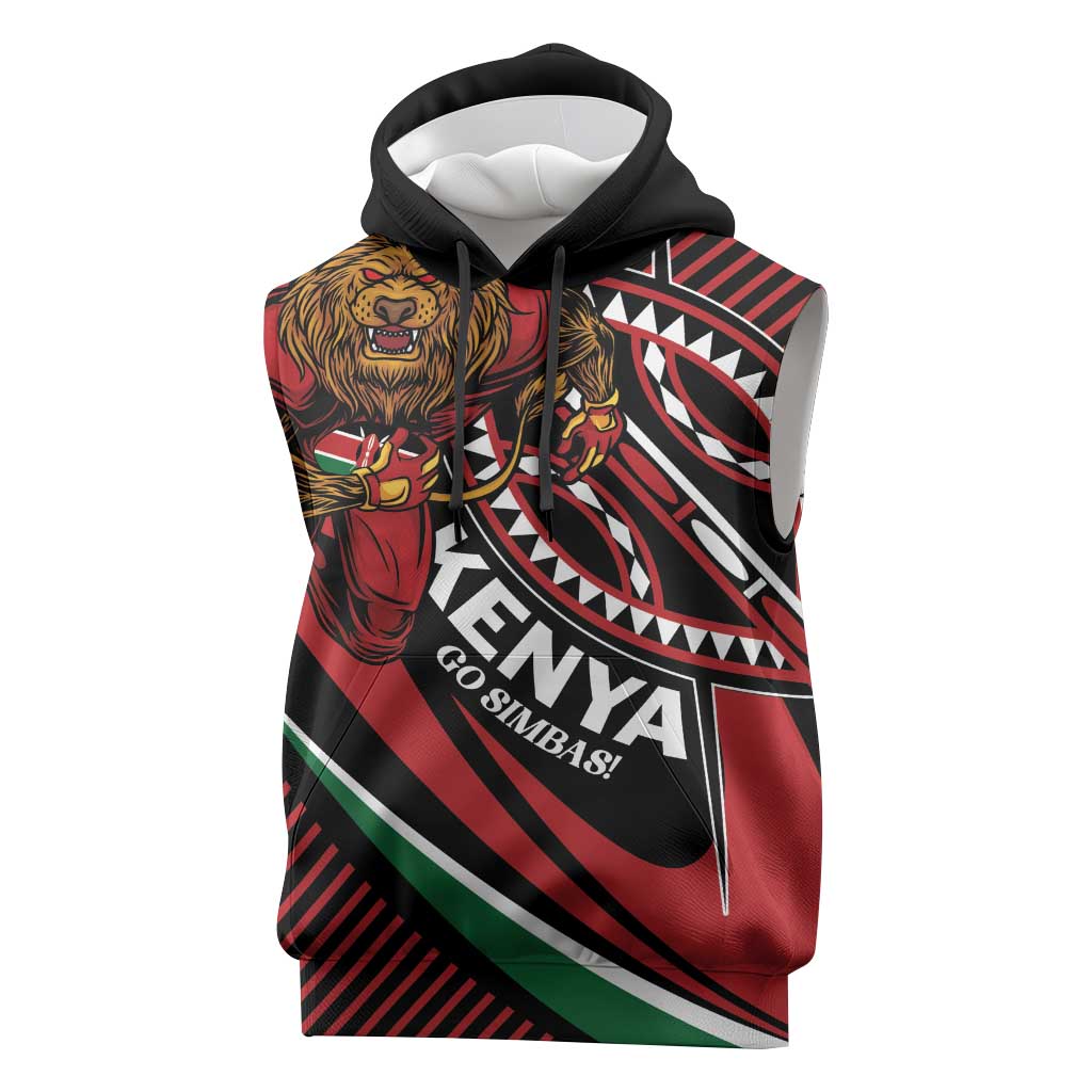 Custom Kenya Rugby Sleeveless Hoodie Simbas Elevate Your Game - African Pride