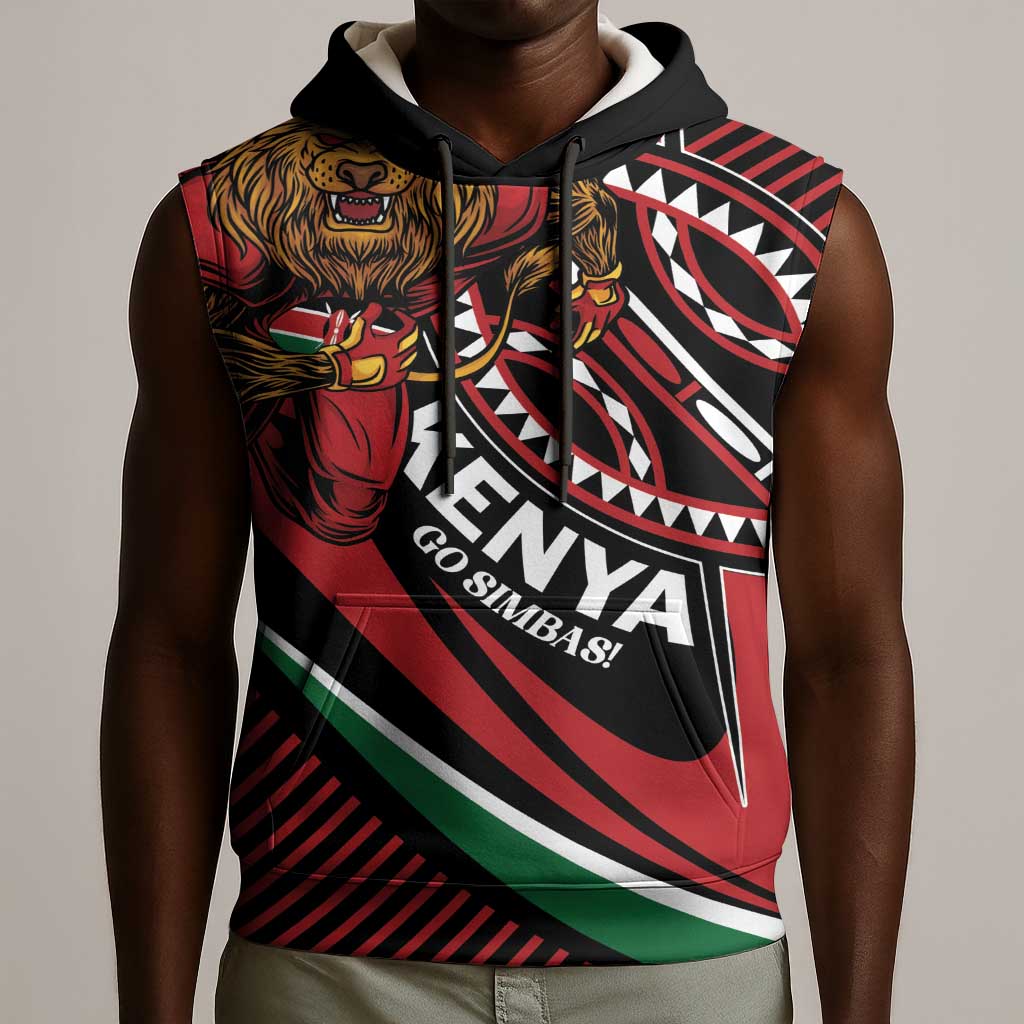 Custom Kenya Rugby Sleeveless Hoodie Simbas Elevate Your Game - African Pride