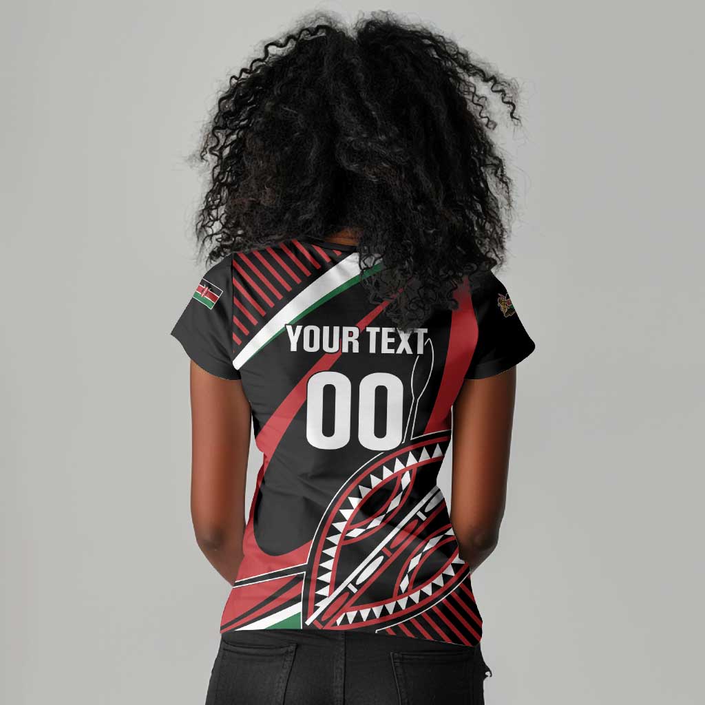 Custom Kenya Rugby Women V-Neck T-Shirt Simbas Elevate Your Game