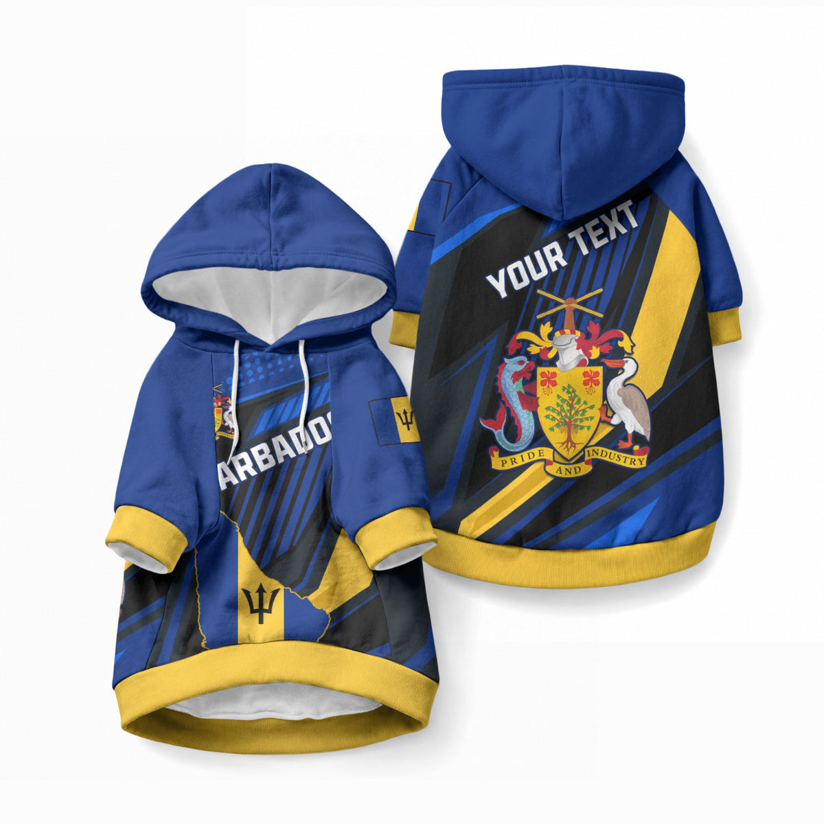 Personalised Barbados Independence Day Pet Hoodie Barbadian Coat Of Arms Special Version
