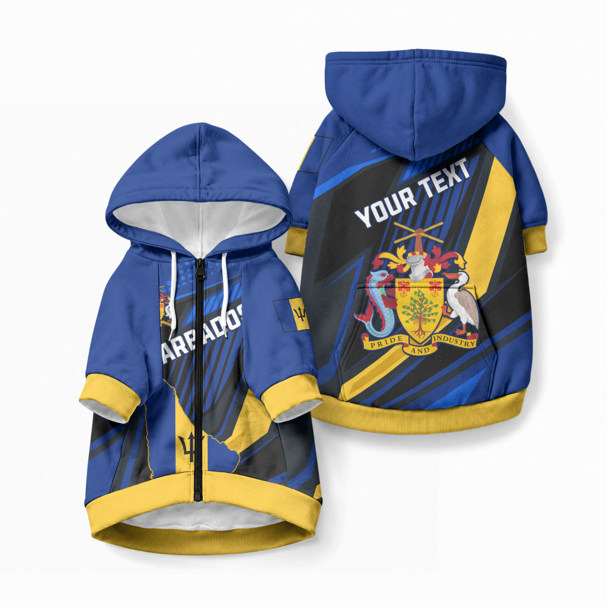 Personalised Barbados Independence Day Pet Hoodie Barbadian Coat Of Arms Special Version