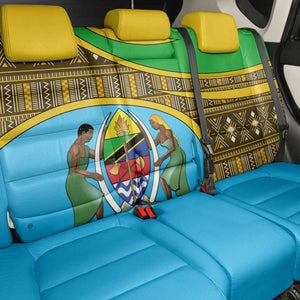 Tanzania Independence Day Back Car Seat Cover with Tanzanian Coat of Arms and African Pattern