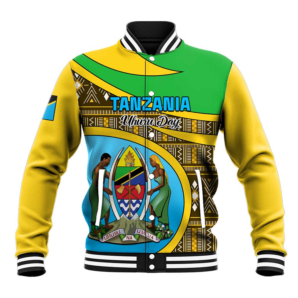 Personalized Tanzania Independence Day Baseball Jacket with Tanzanian Coat of Arms and African Pattern LT01