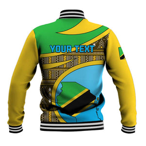 Personalized Tanzania Independence Day Baseball Jacket with Tanzanian Coat of Arms and African Pattern LT01