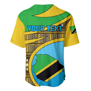 Personalized Tanzania Independence Day Baseball Jersey with Tanzanian Coat of Arms and African Pattern