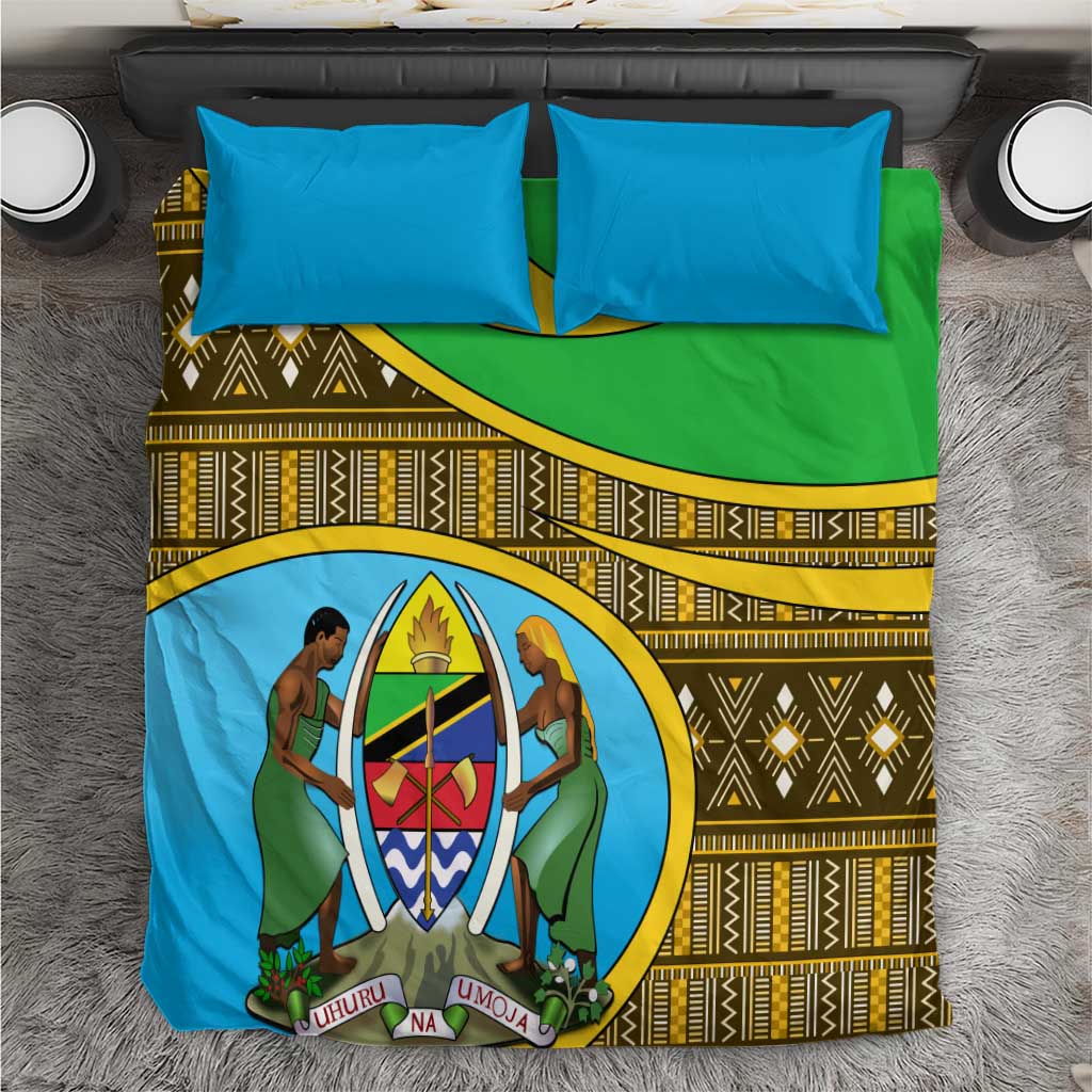 Tanzania Independence Day Bedding Set with Tanzanian Coat of Arms and African Pattern