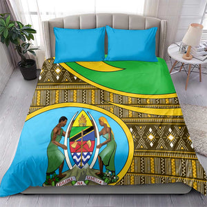 Tanzania Independence Day Bedding Set with Tanzanian Coat of Arms and African Pattern