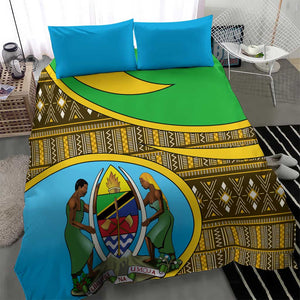 Tanzania Independence Day Bedding Set with Tanzanian Coat of Arms and African Pattern