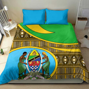 Tanzania Independence Day Bedding Set with Tanzanian Coat of Arms and African Pattern