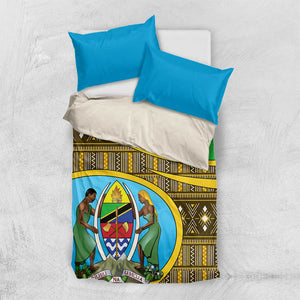 Tanzania Independence Day Bedding Set with Tanzanian Coat of Arms and African Pattern