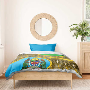 Tanzania Independence Day Bedding Set with Tanzanian Coat of Arms and African Pattern