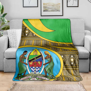 Tanzania Independence Day Blanket with Tanzanian Coat of Arms and African Pattern