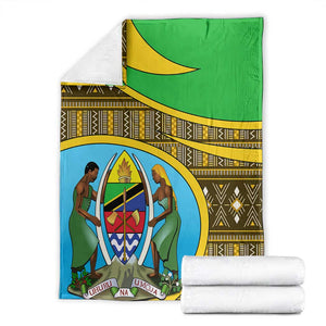 Tanzania Independence Day Blanket with Tanzanian Coat of Arms and African Pattern