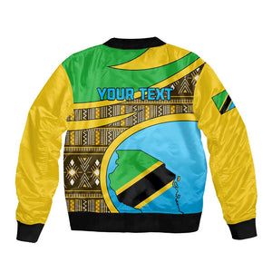 Personalized Tanzania Independence Day Bomber Jacket with Tanzanian Coat of Arms and African Pattern