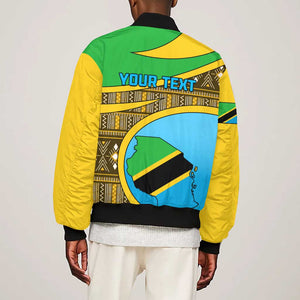 Personalized Tanzania Independence Day Bomber Jacket with Tanzanian Coat of Arms and African Pattern