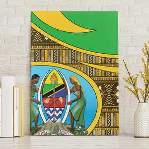 Tanzania Independence Day Canvas Wall Art with Tanzanian Coat of Arms and African Pattern