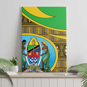 Tanzania Independence Day Canvas Wall Art with Tanzanian Coat of Arms and African Pattern