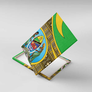 Tanzania Independence Day Canvas Wall Art with Tanzanian Coat of Arms and African Pattern