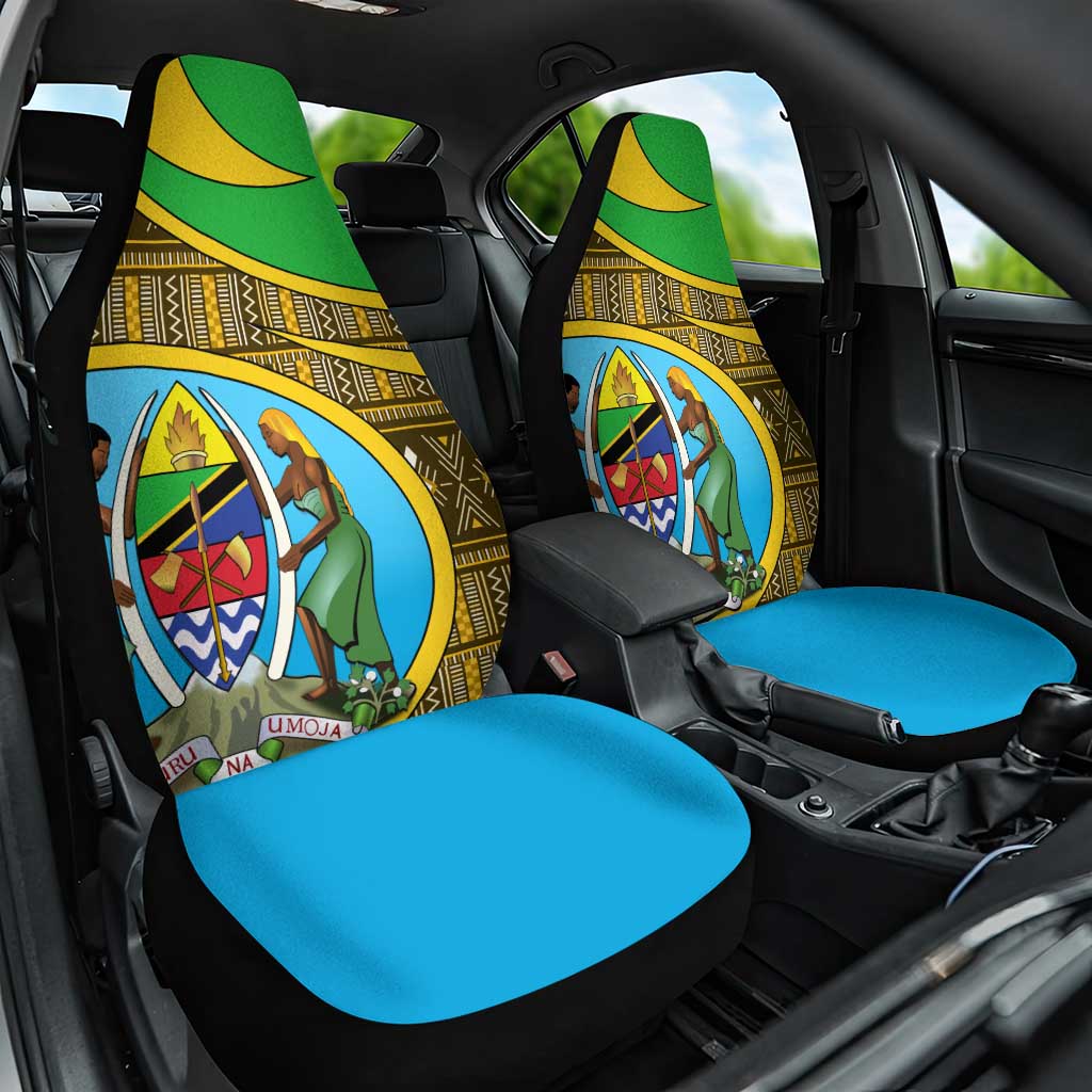 Tanzania Independence Day Car Seat Cover with Tanzanian Coat of Arms and African Pattern